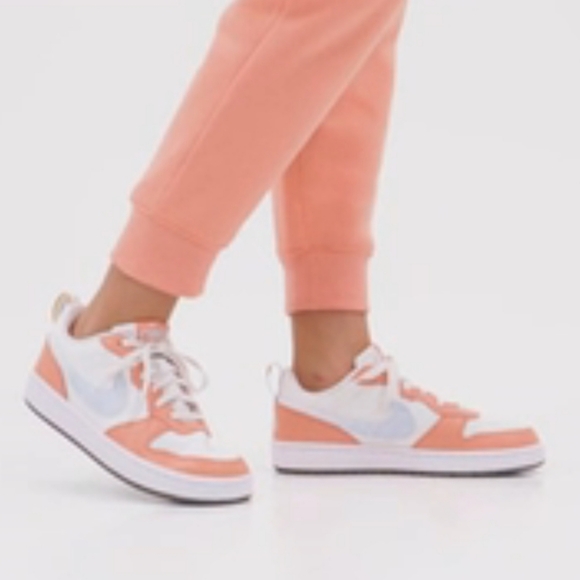 Nike "Court Borough 2" low casual sneakers - 6Y - peach/white canvas/leather - Picture 10 of 10